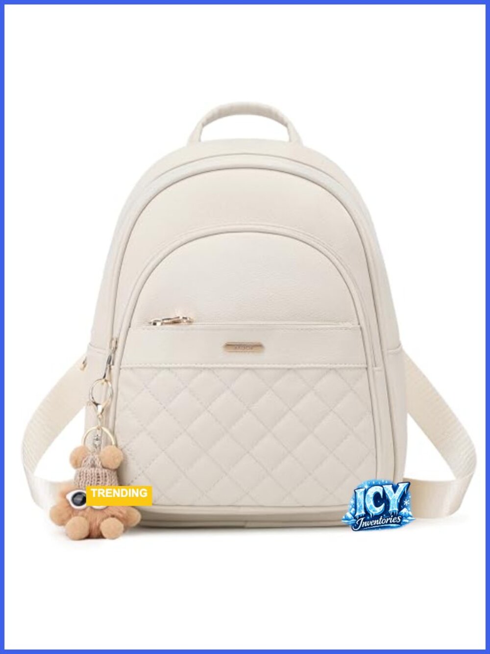 Mini Leather Backpack Purse for Women Small Backpack with Cartoon Charm Cute